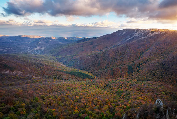 istock Mountain landscape with colorful trees in autumn 623111334
