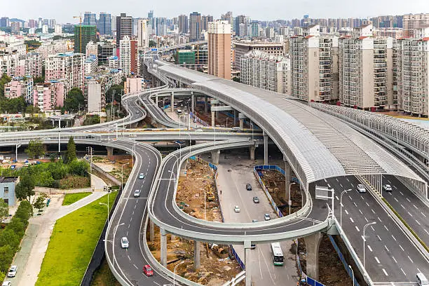 city interchange overpass in wuhan,china