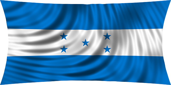 Honduran national official flag. Republic of Honduras patriotic symbol, banner, element, background. Correct colors. Flag of Honduras waving, isolated on white, 3d illustration