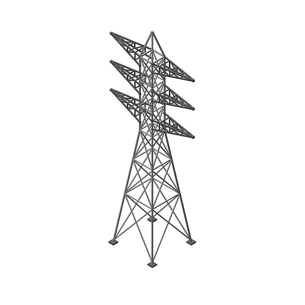 ilustraciones, imágenes clip art, dibujos animados e iconos de stock de torre de transmisión de energía. aislado sobre fondo blanco. - isometric power line electricity electricity pylon