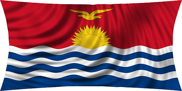 Kiribati national official flag. Patriotic symbol, banner, element, background. Correct colors. Flag of Kiribati waving, isolated on white, 3d illustration