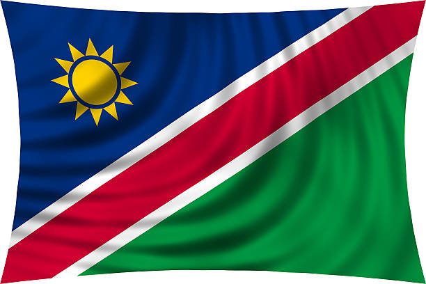 istock Flag of Namibia waving isolated on white 623114146