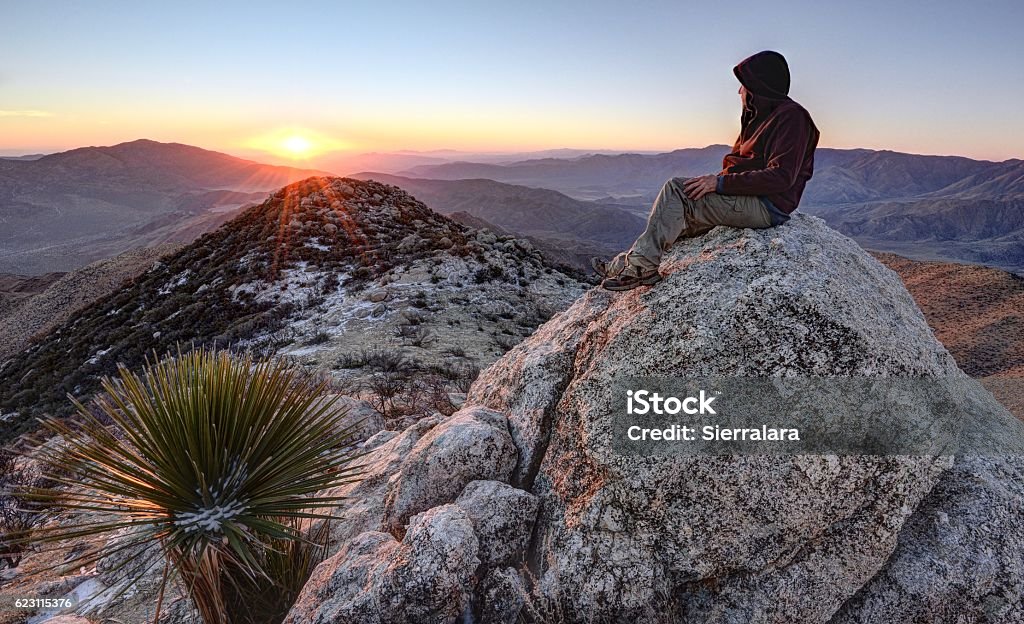 Sunrise From the Summit of Granite Mountain Anza-Borrego Desert State Park, California. Hiking Stock Photo