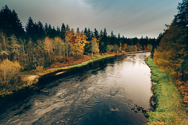 river spey, aberlour, scotland - spey scotland stockfoto's en -beelden