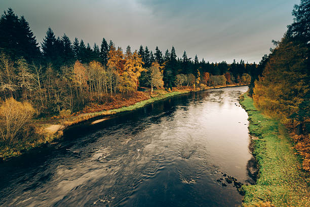 The River Spey near Aberlour in the Highland region of Scotland.