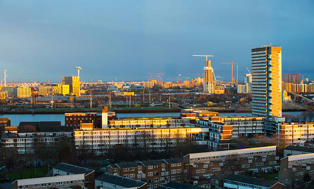 istock London at sunset,  view with cranes 623117948