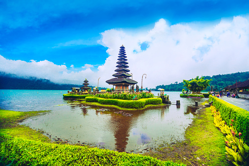 The Ulun Danu Beratan or the Floating Temple is both a famous picturesque landmark and a significant temple complex located on the western side of the Beratan Lake in Bedugul, central Bali, Indonesia.