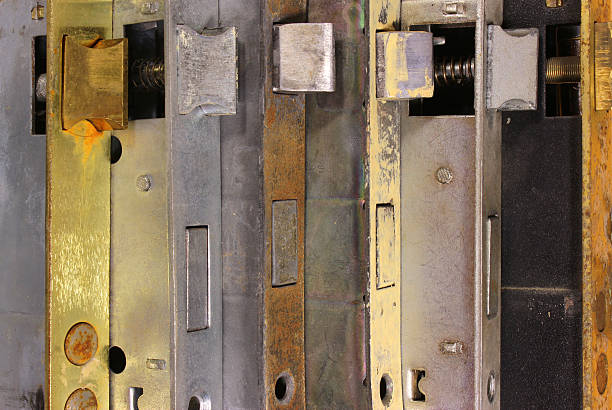 istock Many old door locks with catches and mechanisms 623118210