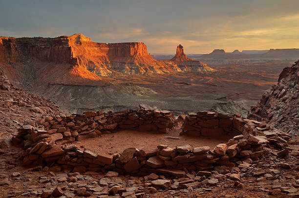 False Kiva and Candlestick Tower Canyonlands National Park, Utah. capitol reef national park stock pictures, royalty-free photos & images