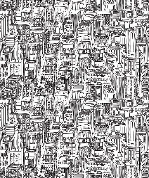 Vector illustration of Hand drawn seamless pattern with big city New York