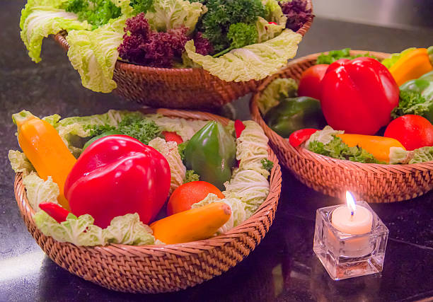 Fresh vegetables and candle of Bali