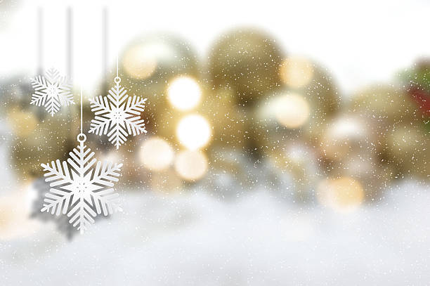 istock Hanging Christmas snowflakes on a defocussed background 623122456