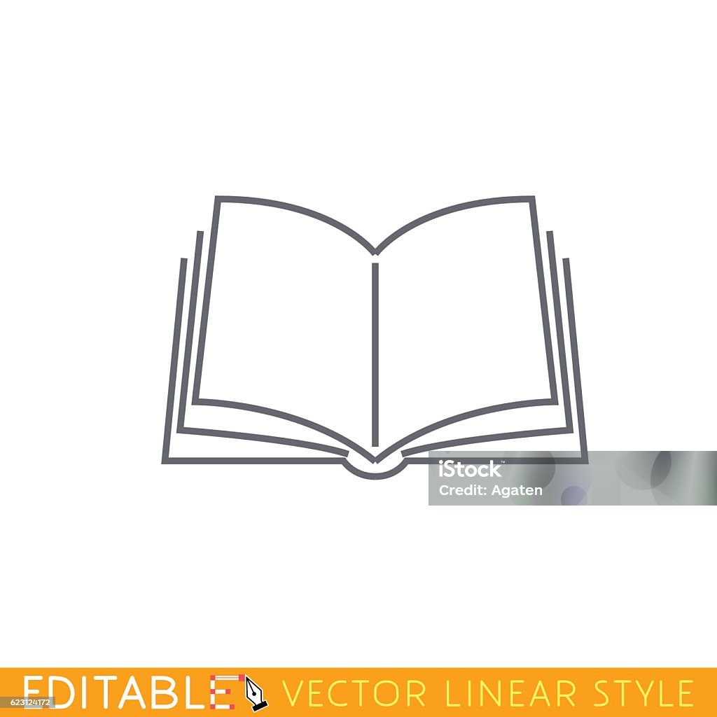 Open book. Editable outline sketch icon. Book stock vector