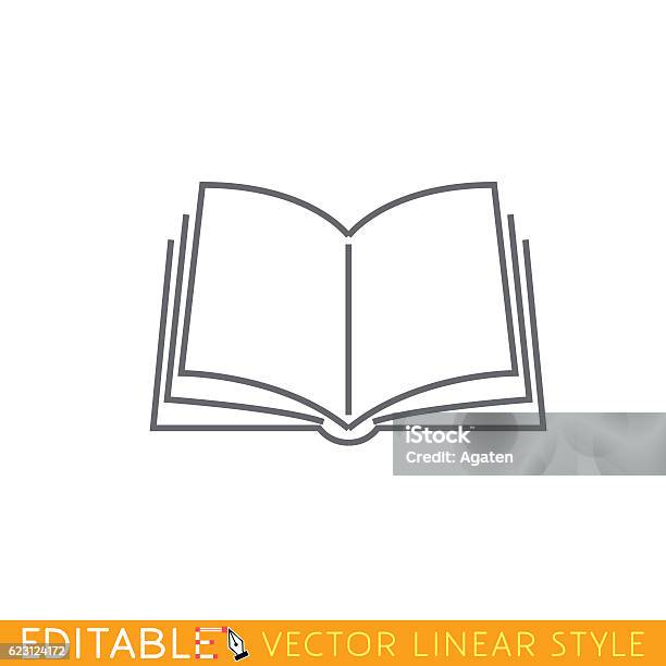 Open Book Editable Outline Sketch Icon Stock Illustration - Download Image Now - Book, Open, Outline