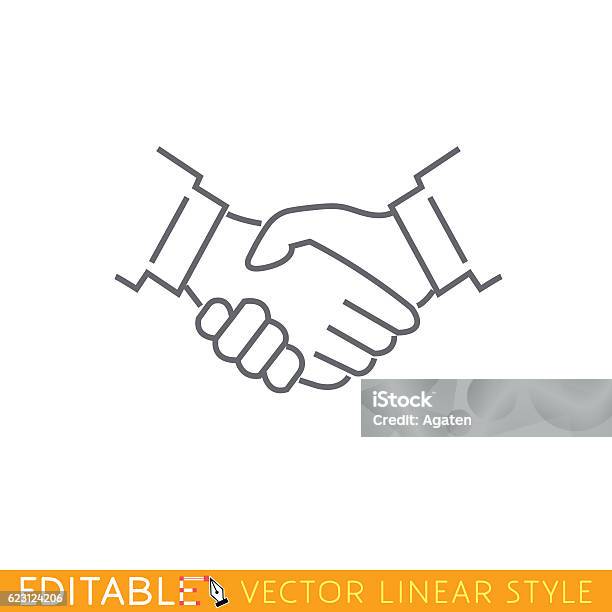 Handshake Editable Outline Sketch Icon Stock Illustration - Download Image Now - Handshake, Icon Symbol, Trust