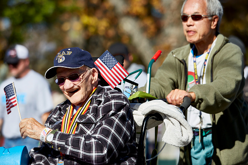 Prescott, AZ, USA - November 10, 2016: Senior war veteran at the Veterans Day Parade in Prescott, Arizona, USA.