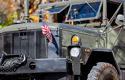 Prescott, AZ, USA - November 10, 2016: Vintage military truck at the Veterans Day Parade in Prescott, Arizona, USA.