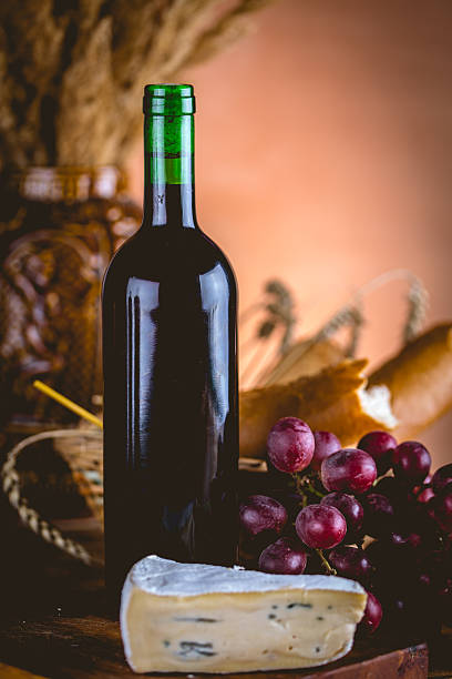 istock Bottle of wine with cheese, Mediterranean concept 623126318