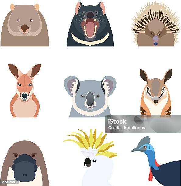 Australian Animals Flat Icons Stock Illustration - Download Image Now - Australia, Animal, Animal Themes