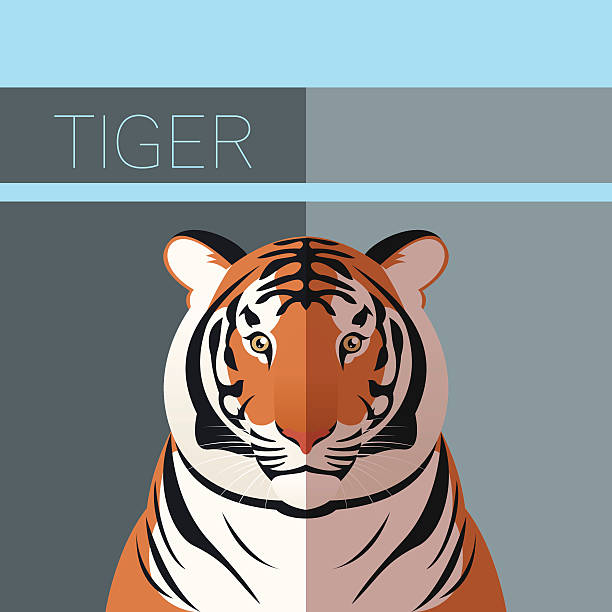 タイガーフラットポストカード - characters cooperation teamwork orange点のイラスト素材／クリップアート素材／マンガ素材／アイコン素材