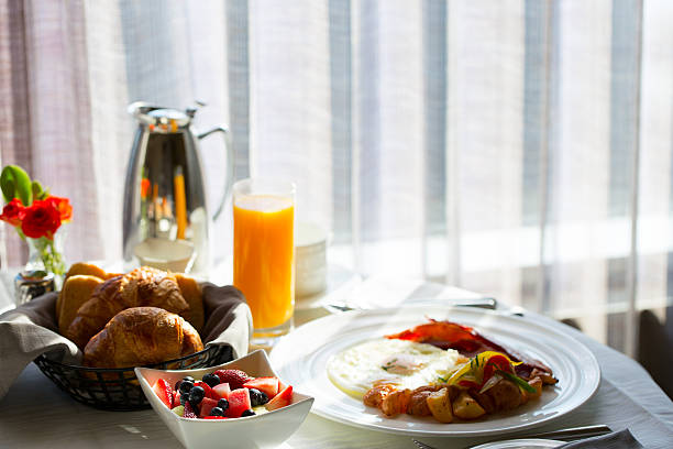 breakfast at hotel stock photo