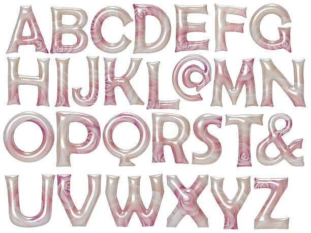 istock Pink rose pattern alphabet foil balloon set with clipping path 623178094