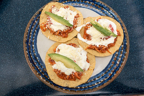 istock Chile Chicken Tostadas With Creme and Avocado Dinner Plate 623180604
