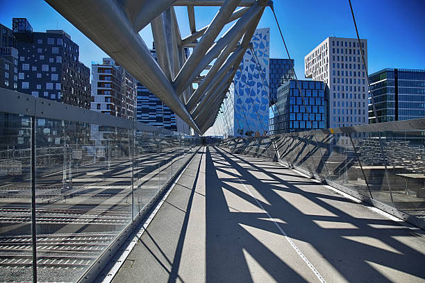 Akrobaten pedestrian bridge in Oslo, Norway stock photo