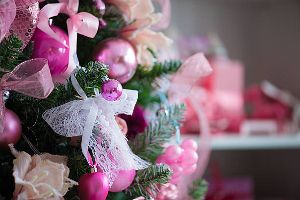 istock christmas tree decorations in a pink colors 623185670