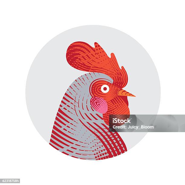 Ilustración de Gallo En Estilo Grabado y más Vectores Libres de Derechos de Gallo - Gallo, Ilustración, Gallina - Ave de corral