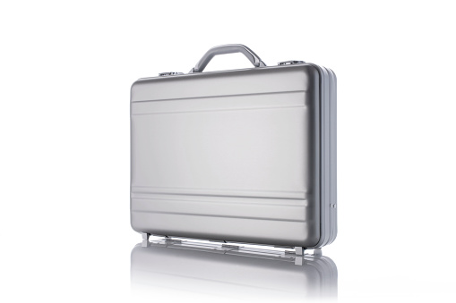 Metal modern briefcase isolated on a white background