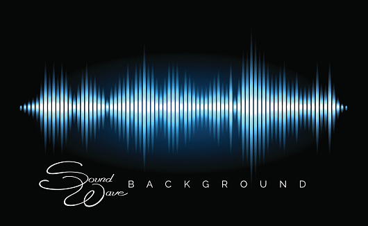 Abstract sound wave vector background. Stereo audio waveform poster