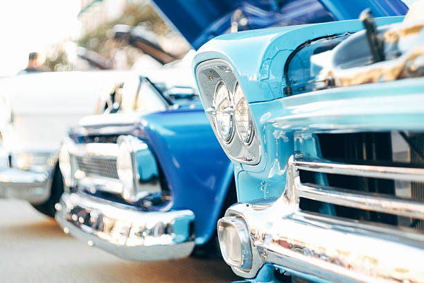 istock Vintage Blue Pickup Truck Front End Headlight 623190760