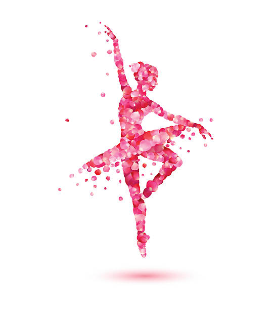 ilustrações, clipart, desenhos animados e ícones de silhueta bailarina de pétalas rosa rosa - ballet dancer