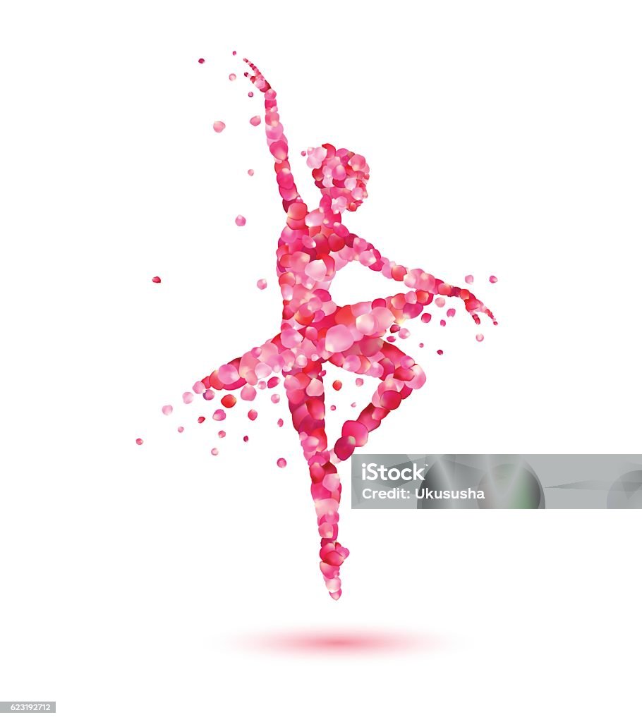 ballerina silhouette of pink rose petals Vector ballerina silhouette of pink rose petals Ballet Dancer stock vector