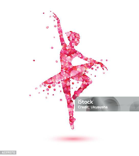 Ballerina Silhouette Of Pink Rose Petals Stock Illustration - Download Image Now - Ballet Dancer, Ballet, Dancing