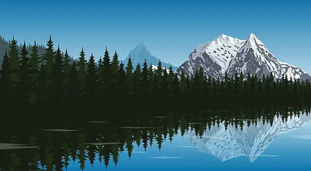 Vector illustration of mountain lake landscape