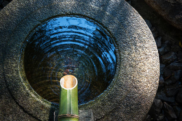 Stone wash basin found in Japanese garden.