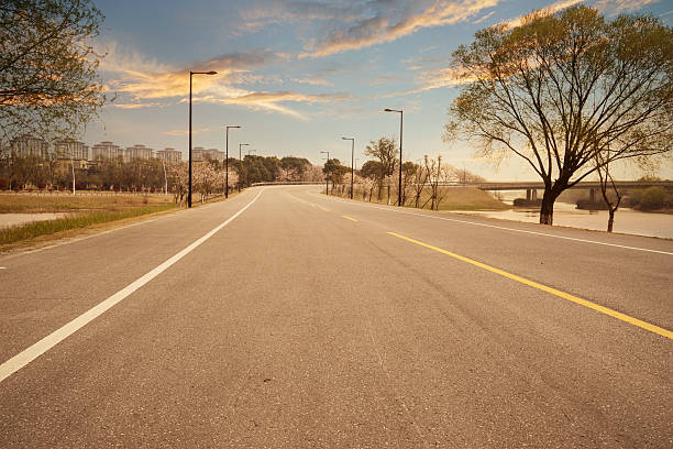istock Crooked road to distant suburbs in China 623196808