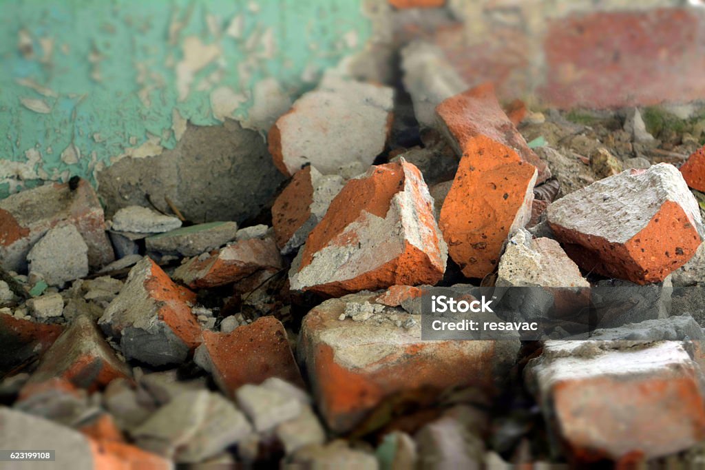 broken brick broken, brick, demolished Falling Stock Photo