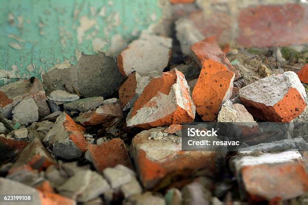 Broken Brick Stock Photo - Download Image Now - Falling, Brick, Wall - Building Feature
