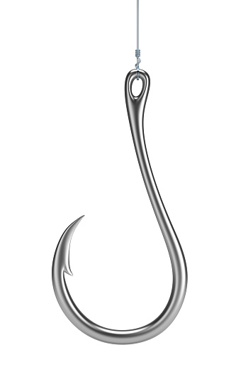 Fishing hook. 3d image. Isolated white background.