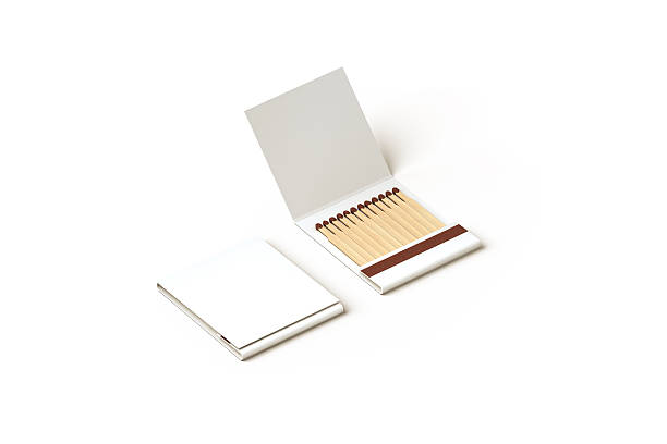 Blank promo matches book mock up, clipping path Blank promo matches book mock up, clipping path, 3d rendering. Empty paper match box packaging mockup isolated. Matchbook case top side view design presentation. Opened matchbox. matchbox stock pictures, royalty-free photos & images