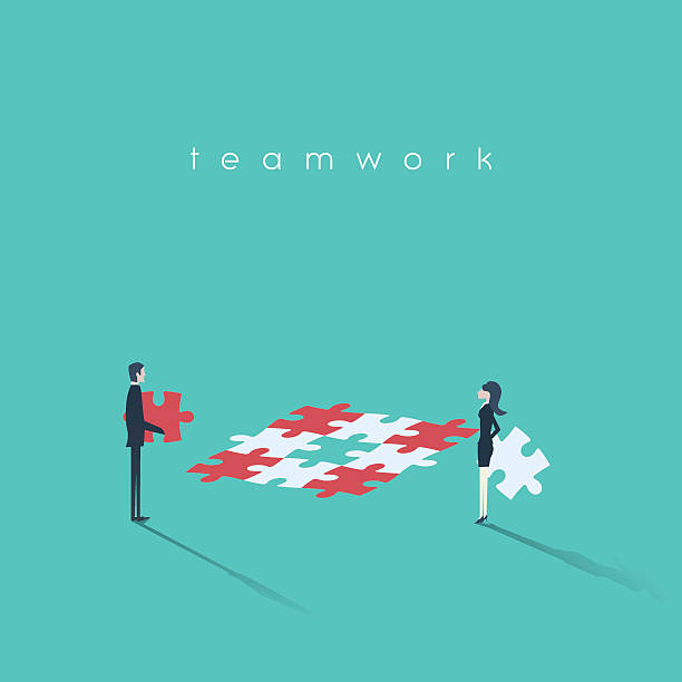 Business teamwork concept with equal opportunities message. Gender equality cooperation. Business teamwork concept with equal opportunities message. Gender equality cooperation. Eps10 vector illustration. gender equality at work stock illustrations