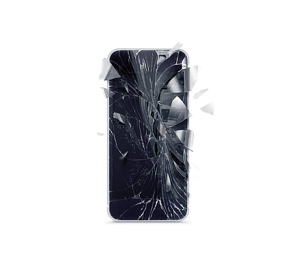 Broken mobile phone screen, scattered shards Broken mobile phone screen, scattered shards, 3d rendering. Smartphone monitor damage mock up. Cellphone crash and scratch. Telephone display glass hit. Device destroy problem. Smash gadget, repair. broken stock pictures, royalty-free photos & images