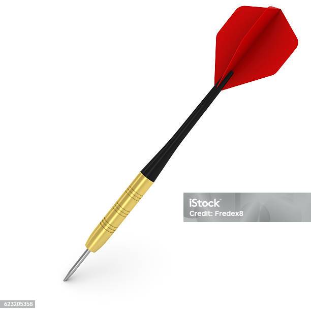 Dart With Red Flight Isolated On White 3d Illustration Stock Photo - Download Image Now