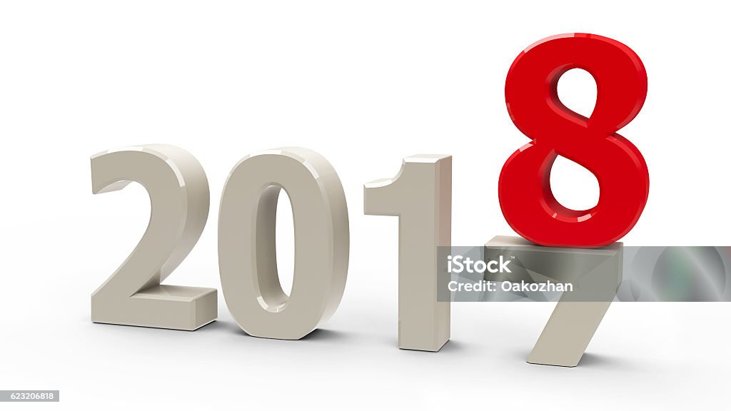 2017-2018 2017-2018 change represents the new year 2018, three-dimensional rendering, 3D illustration 2017 Stock Photo