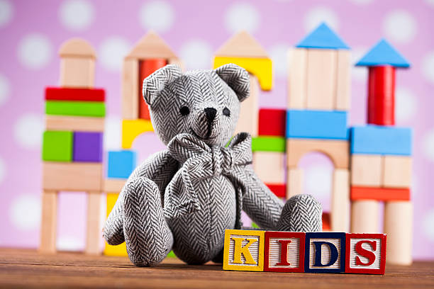 istock Kids World toy on a wooden background 623208096