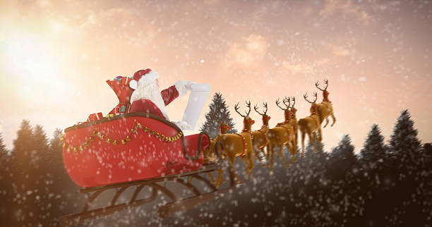 istock Santa Claus riding on sled during Christmas 623209446