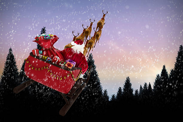istock Santa Clause riding on sled  during Christmas 623209458